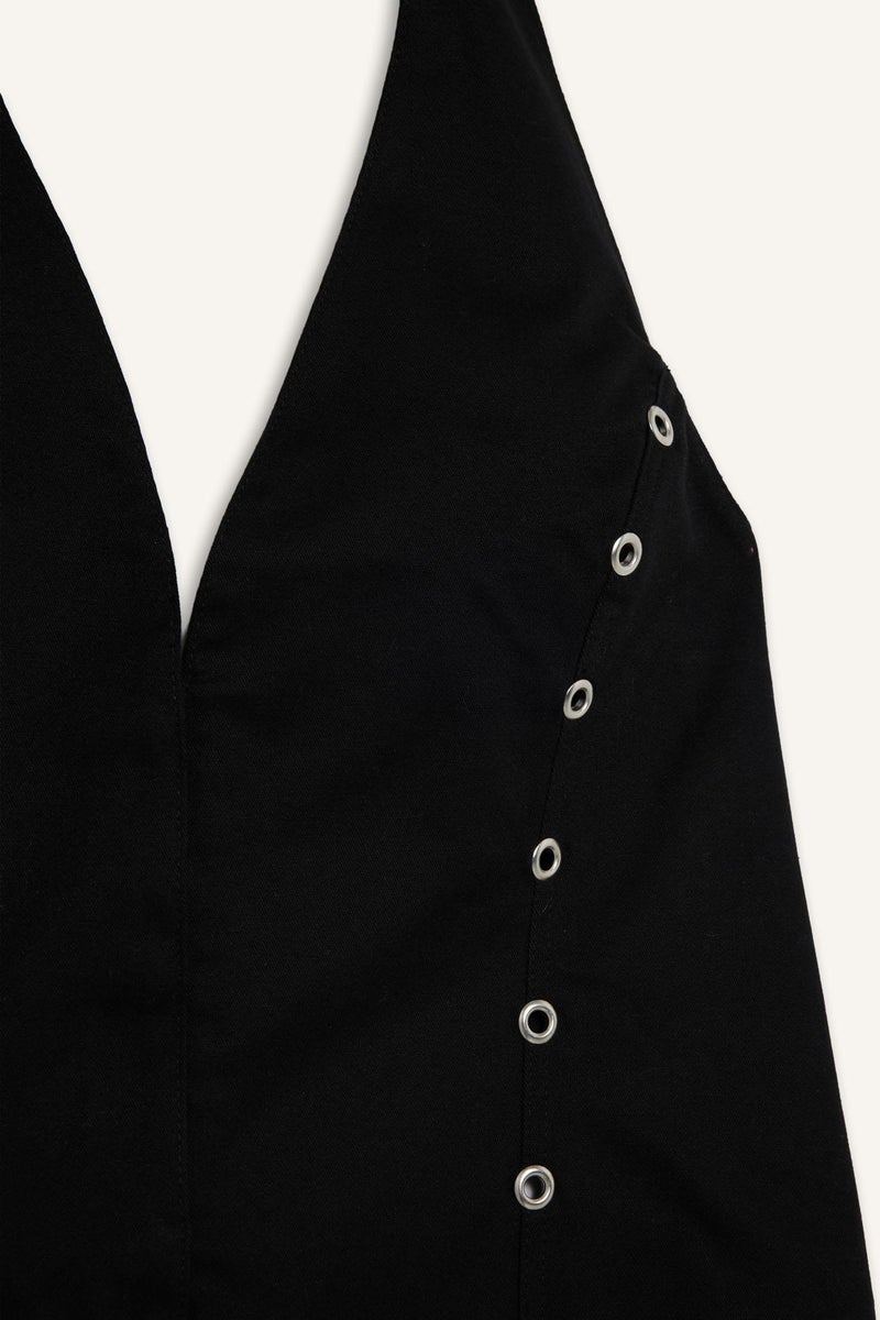 DeFacto Black Woman Halter Collar Gabardine Vest Casual - Image 5